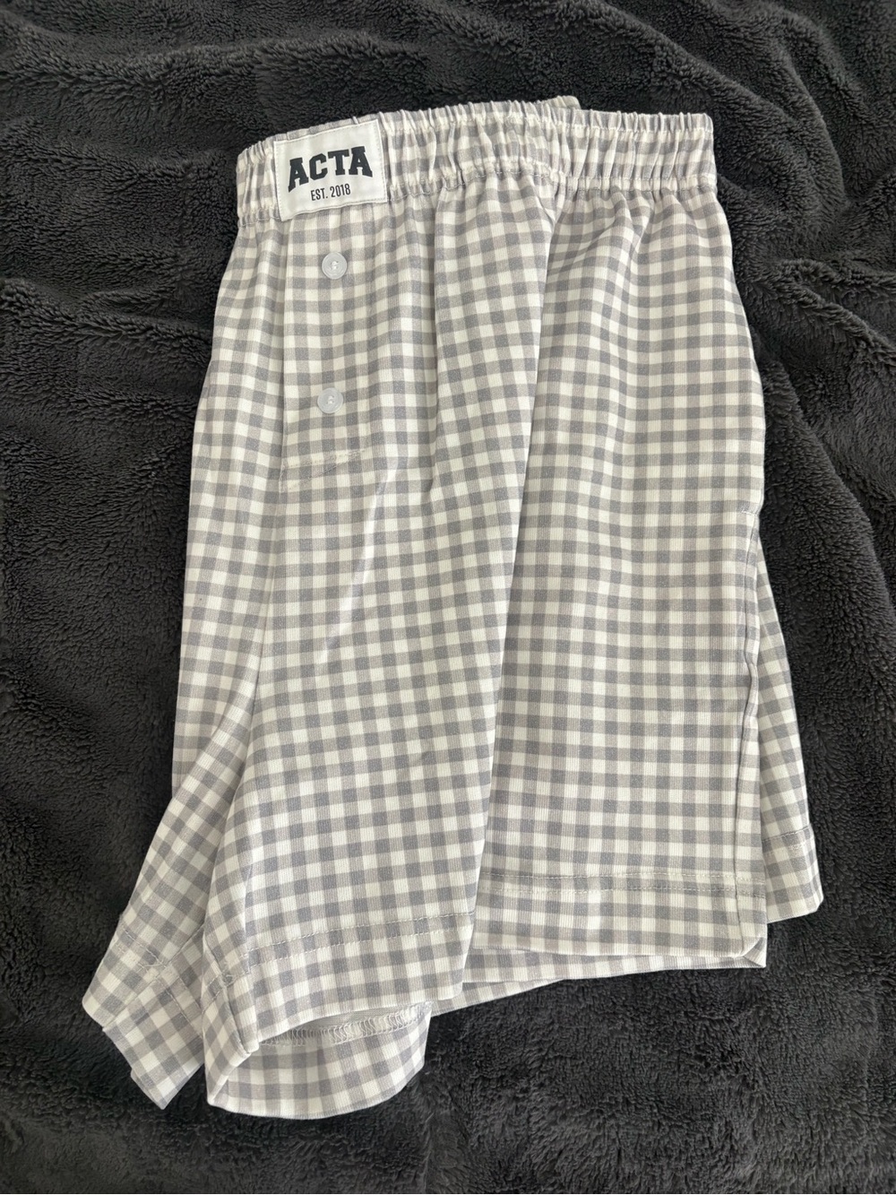 Gray Gingham Elastic-Waist Skirt